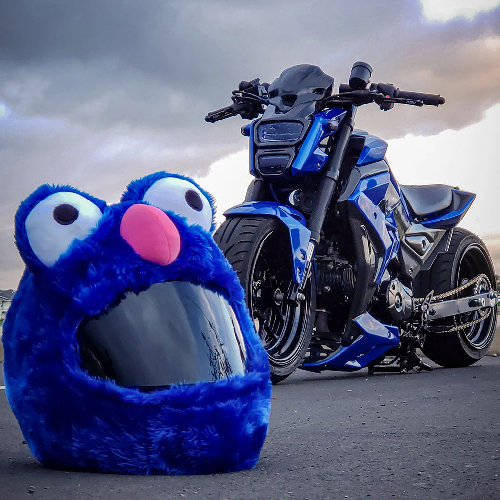 Funda de casco de moto - Monstruo azul de las galletas