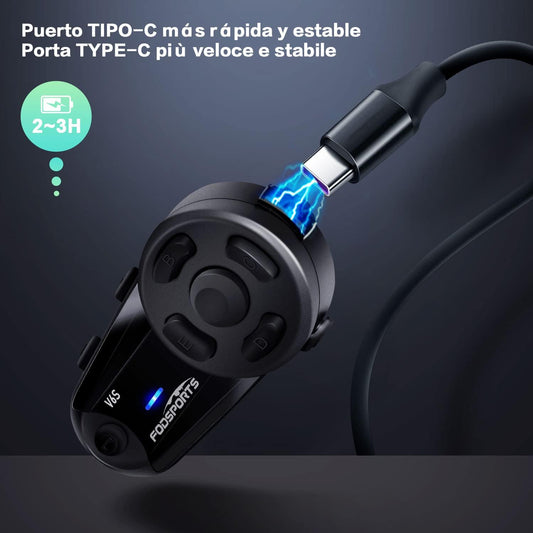 Moto Intercom - Fodsports V6S (1000m) - Bluetooth 5.0