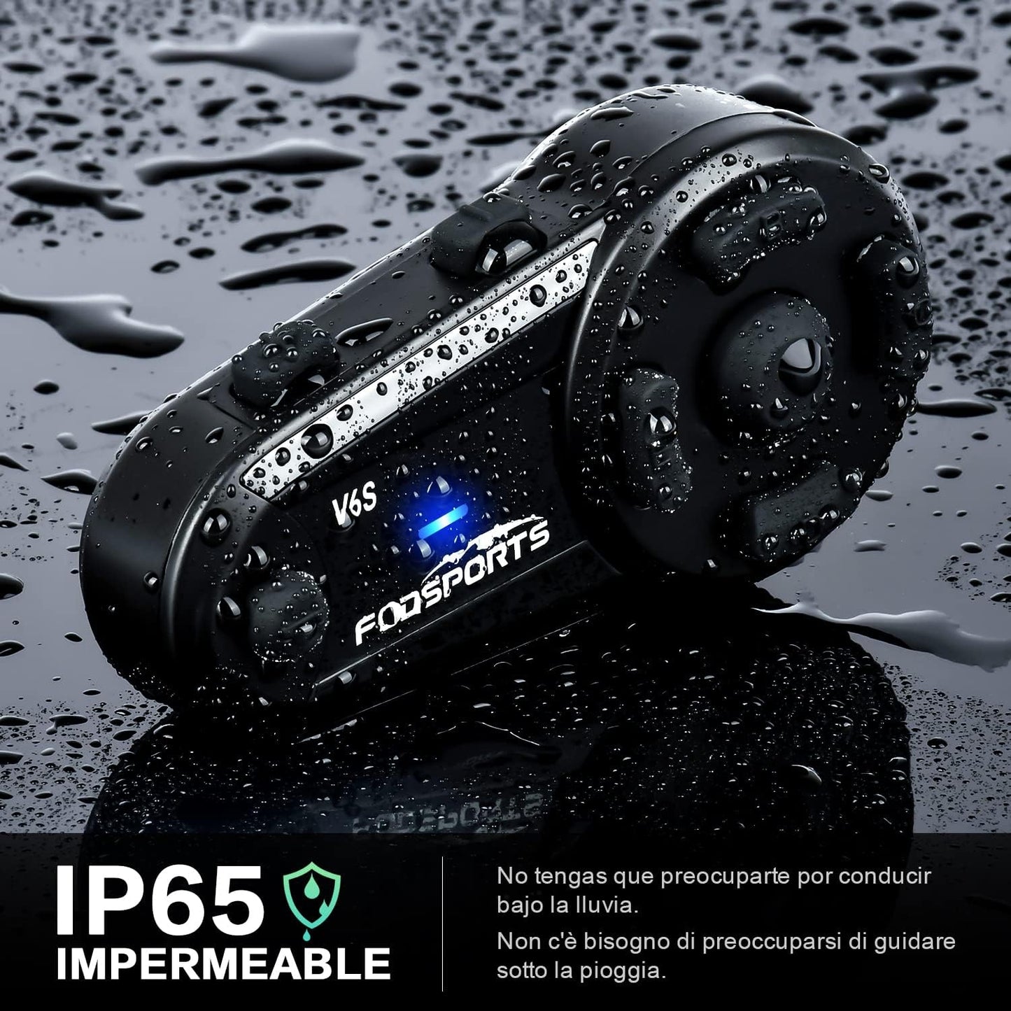 2x Moto Intercoms - Fodsports V6S (1000m) - Bluetooth 5.0
