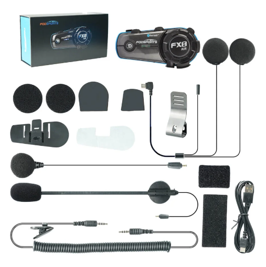 2x Motorrad-Gegensprechanlage – Fodsports FX8 AIR – Bluetooth 5.0