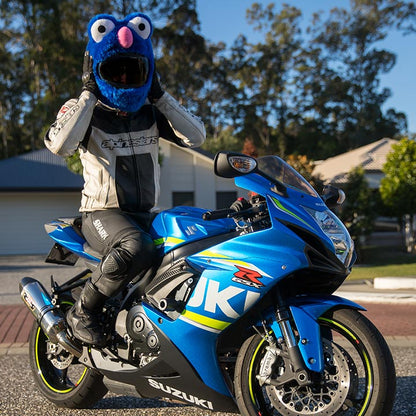 Motorradhelmbezug - Blaues Krümelmonster