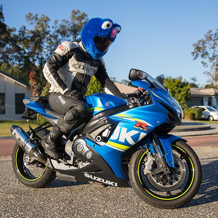 Motorradhelmbezug - Blaues Krümelmonster